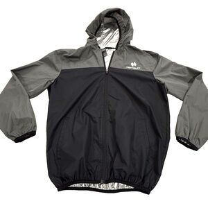 HotSuit Full Zip Hooded Sauna Sweat Jacket Men's Size Small Grey/Black‎